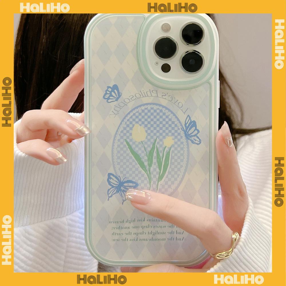 iPhone Case Silicone Soft Case Clear Case TPU Airbag Shockproof Full Coverage Protection Camera Blue Butterfly Flowers For iPhone 13 Pro Max iPhone 12 Pro Max iPhone 11 iPhone7Plus