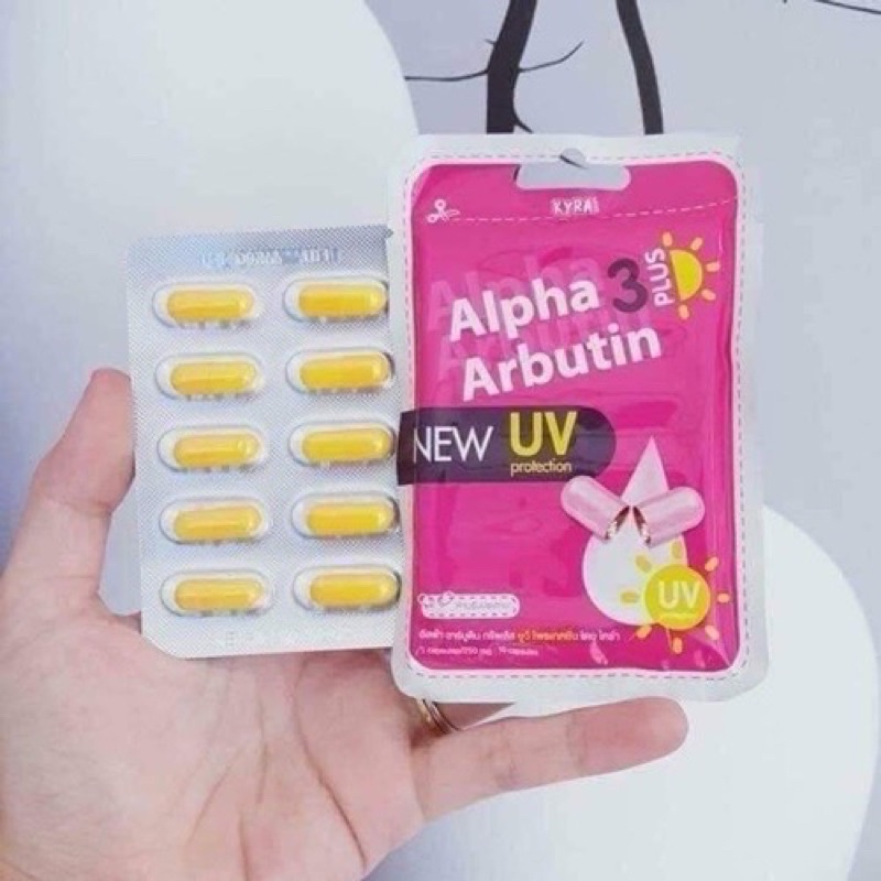Kích Trắng Alpha Arbutin 3 Plus Vỉ 10 Viên có chống tia UV Ban Ngày