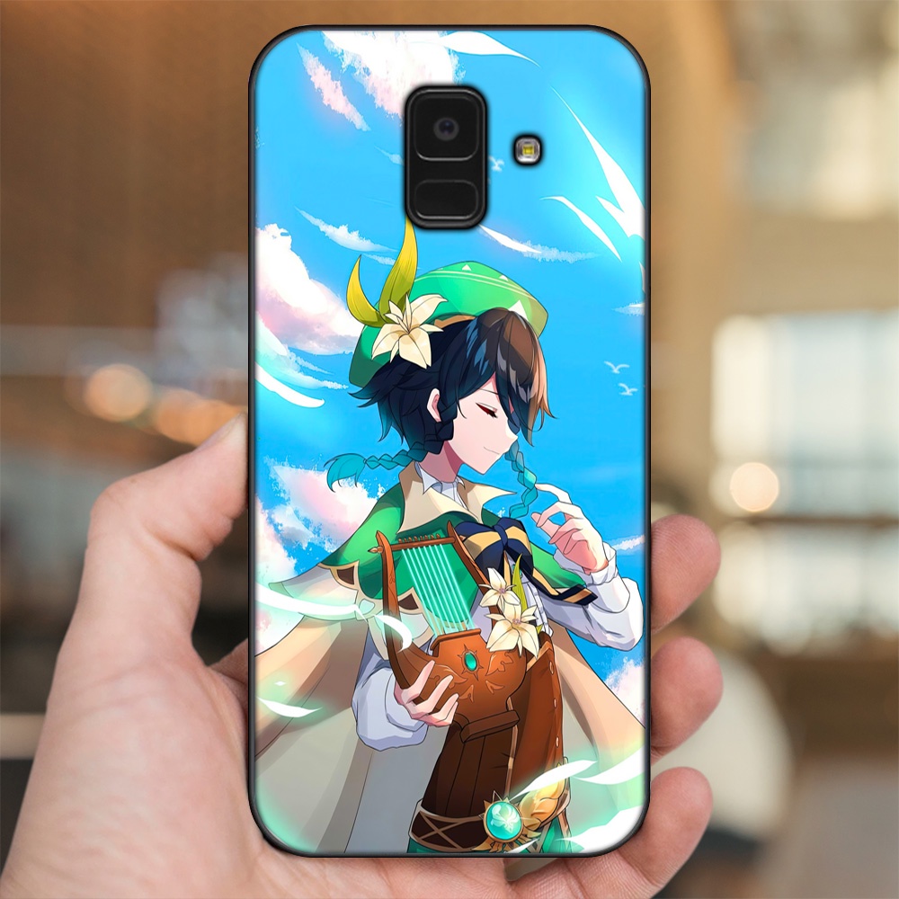 Ốp lưng Samsung A5 2018, A6 2018, A8 2018, J6 2018, A8 Plus viền đen in hình Venti Genshin Impact