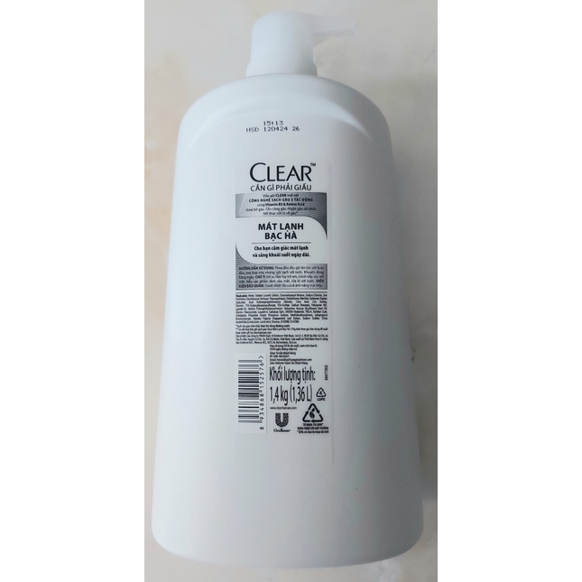 Dầu gội Clear Mát lạnh Bạc Hà 1.4kg size lớn