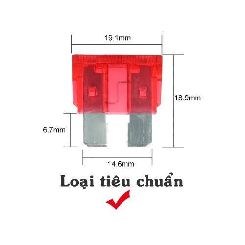 Bộ 05 Cầu Chì Ô Tô Xe Hơi Loại chân to tiêu chuẩn cho ô tô xe hơi_ Car Fuse:   SKU:175