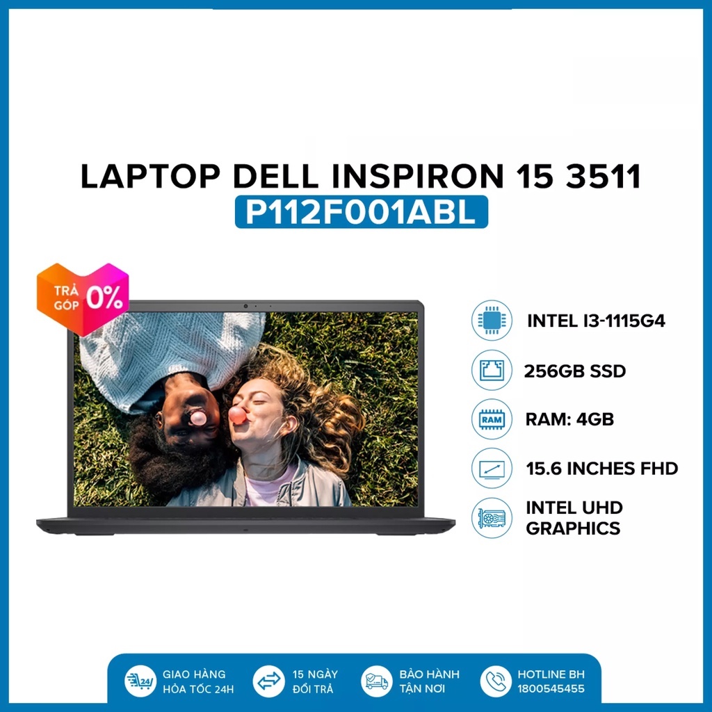 Laptop Dell Inspiron 15 3511 P112F001ABL (Core i3-1115G4/ 4GB DDR4/ 256GB SSD / 15.6 FHD/ Win10) - Hàng Chính Hãng