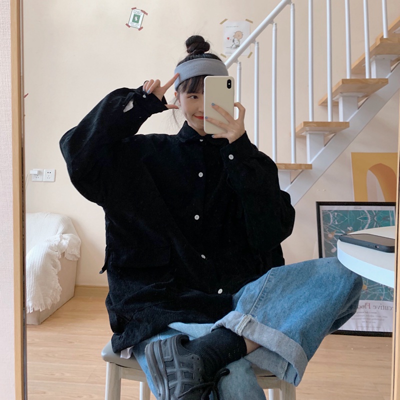 SUXI Áo Khoác Sơ Mi Dài Tay Màu Sắc Thời Trang Thu Đông Cho Nữ