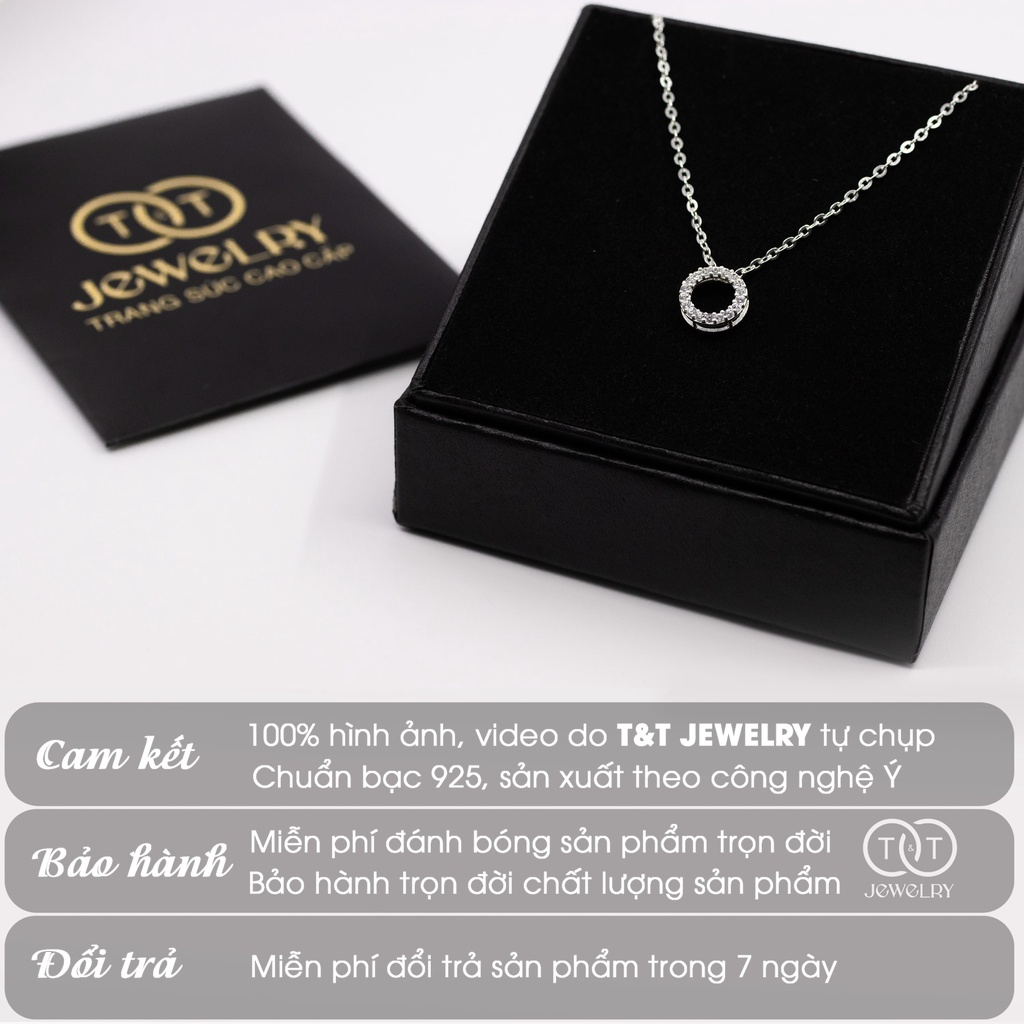 Dây chuyền Bạc nữ Tròn Đính Đá cá tính T&amp;T Jewelry cao cấp DC019