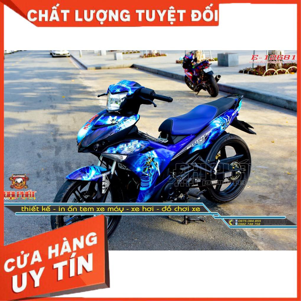 Tem Trùm Xe Exciter 150 Xanh Trắng