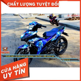 Tem Trùm Xe Exciter 150 Xanh Trắng