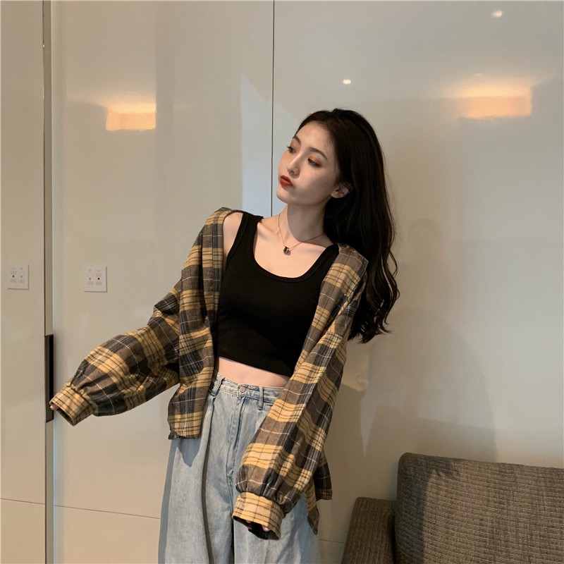 Áo crop top Xiaozhainv không tay phong cách Hàn Quốc đơn giản thời trang