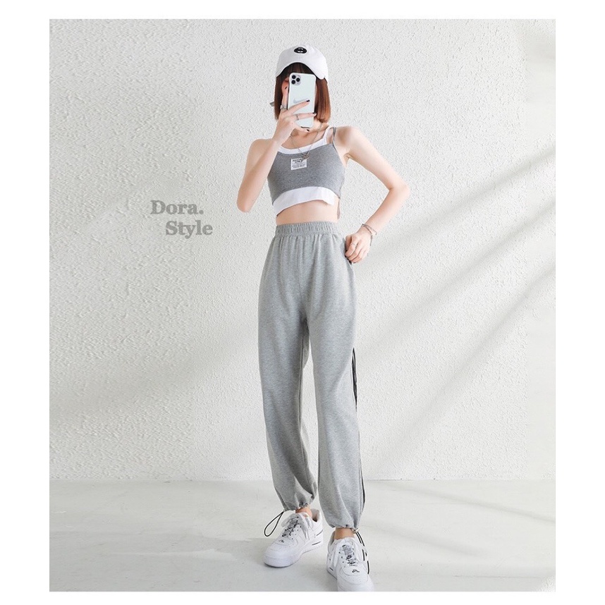 Quần Jogger Unisex Quần Thể Thao Có Sọc Bo Gấu Dora Style