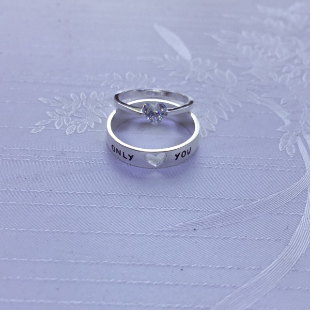 Nhẫn đôi tim lồng bạc chuẩn nmj