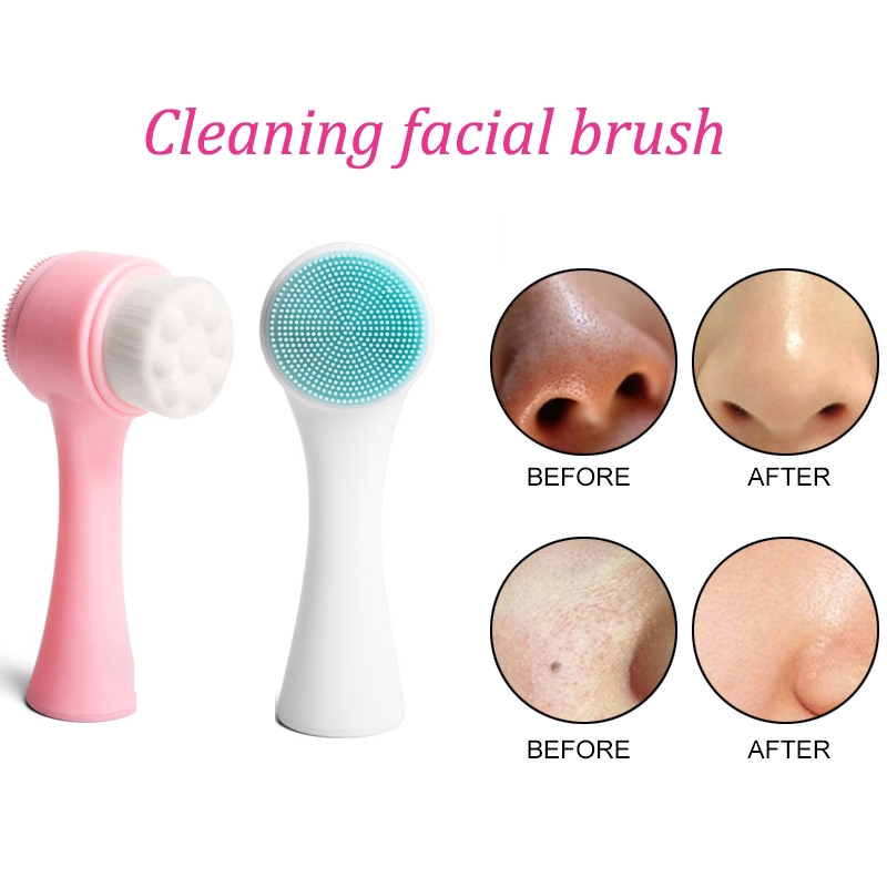 [Hàng mới về] Cọ rửa mặt hai đầu silicone nhỏ gọn thiết kế 3D tiện lợi