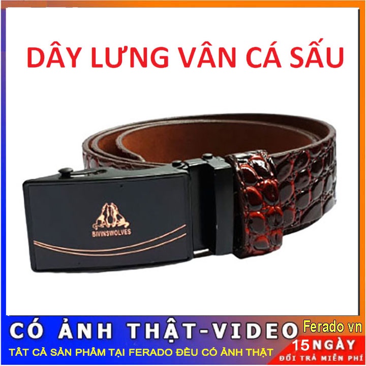 Dây thắt lưng cao cấp thời trang nam vân cá sấu, khoá tự động