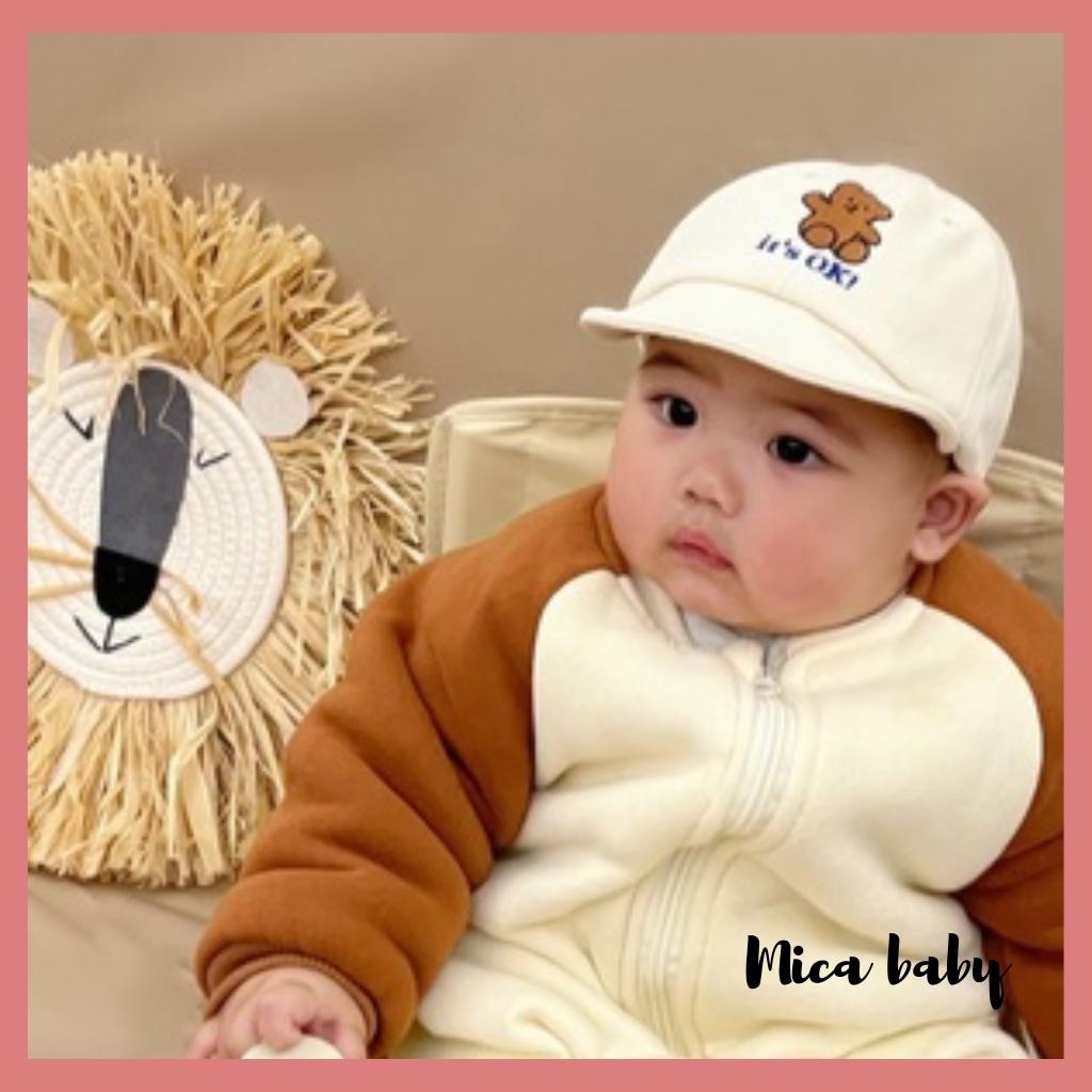 Mũ lưỡi trai hình gấu kèm chữ dễ thương cho bé MH120 Mica Baby