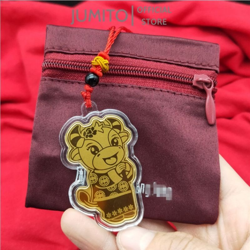 Miếng dán trâu mèo vàng cầu tài lộc may mắn dùng cho điện thoại và ví tiền JUMITO SL232