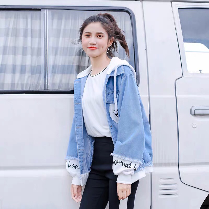 Áo khoác jean nam nữ có mũ form rộng ngôi sao Star tinh tú loại 1 CHI42