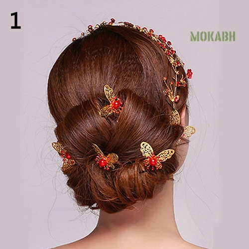 Set 6 Trâm Cài Tóc Chữ U Hình Bướm Cho Cô Dâu
