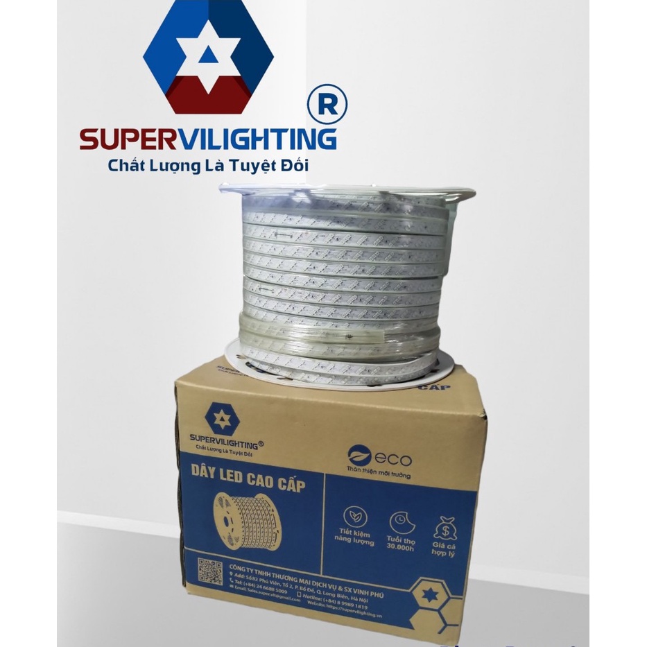 Led dây SuperVilighting, MS LEDD-SUP-2H-3H,120 bóng, CS 9-15w/m, mắt led 2 hàng - 3 hàng, Bảo hành 24 tháng