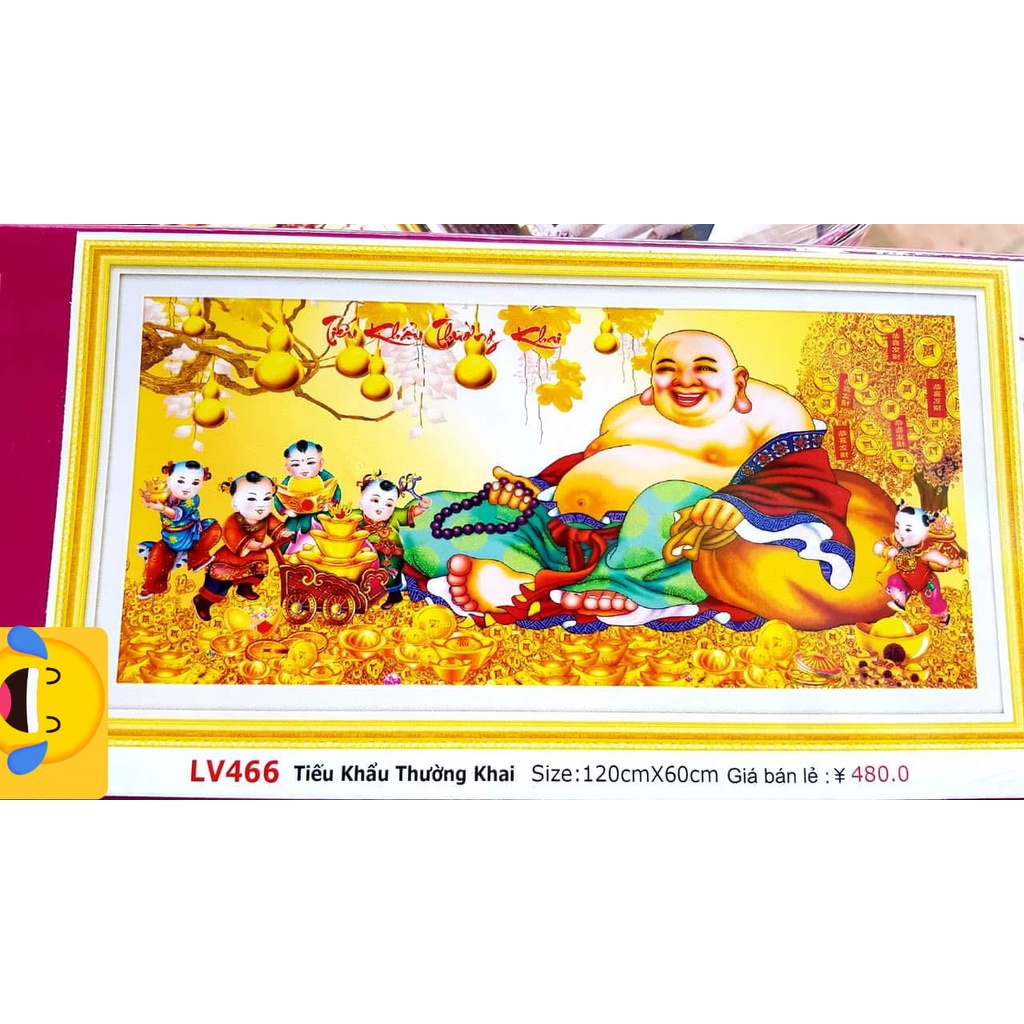 Tranh đính đá phật di lạc KT:120x60cm,tranh gắn đá chưa gắn.