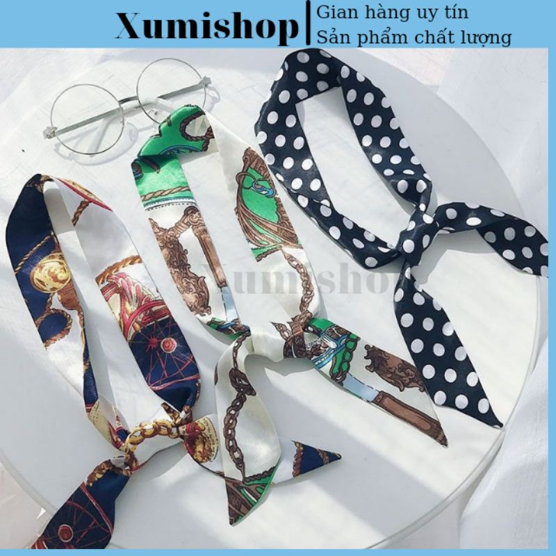 Khăn Lụa Buộc Tóc Cuốn Túi Xách Dài Mix Màu Siêu Xinh Siêu Sang SP20011