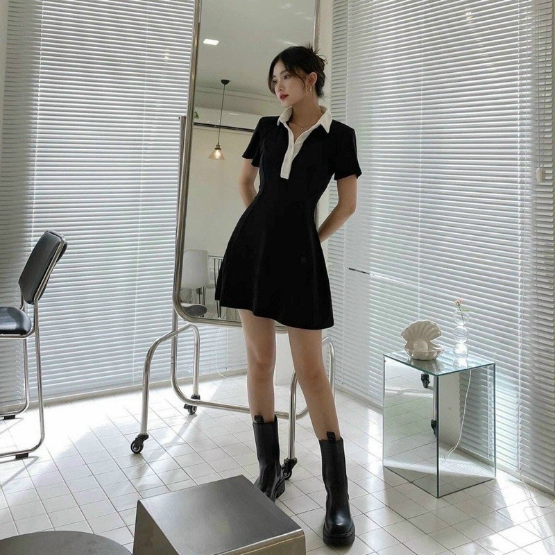 Đầm Polo Nữ Đen Dáng Ôm Váy Nữ Ngắn Body Ngắn alohashop91