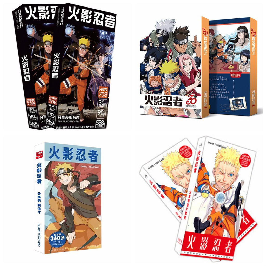 Postcard Naruto hộp ảnh bộ ảnh có ảnh dán + lomo + postcard bưu thiếp anime chibi quà tặng độc đáo