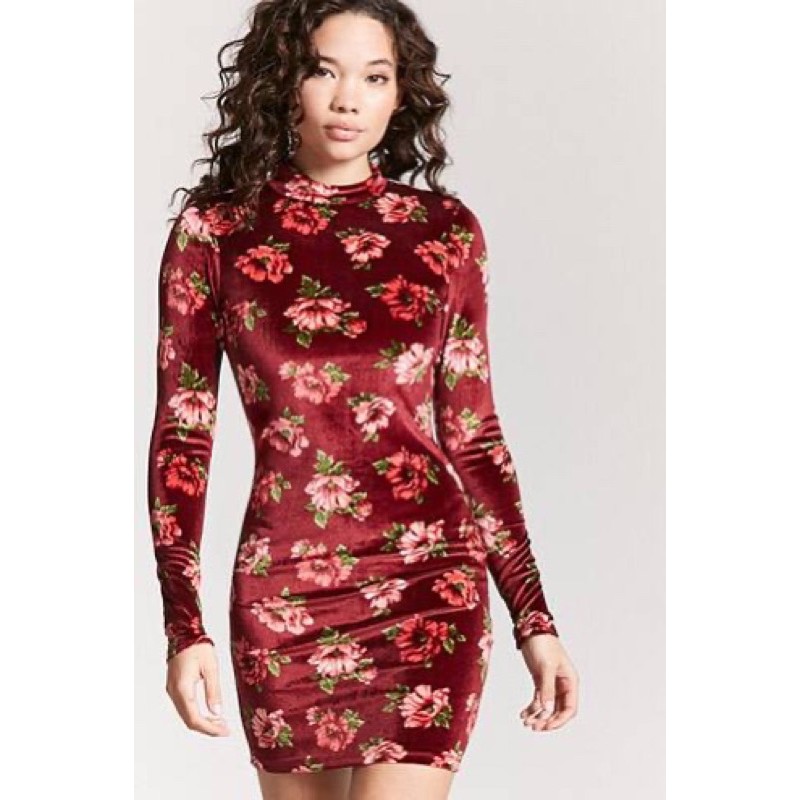 SALE - Đầm nhung hoa F21 VNXK