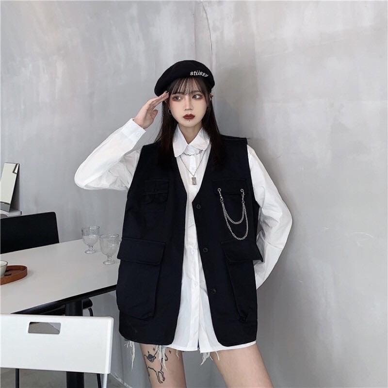Áo Gile Unisex CHAIN 🧸 tặng kèm dây xích ❤️/Nam nữ unisex/MUNEstore ❤️