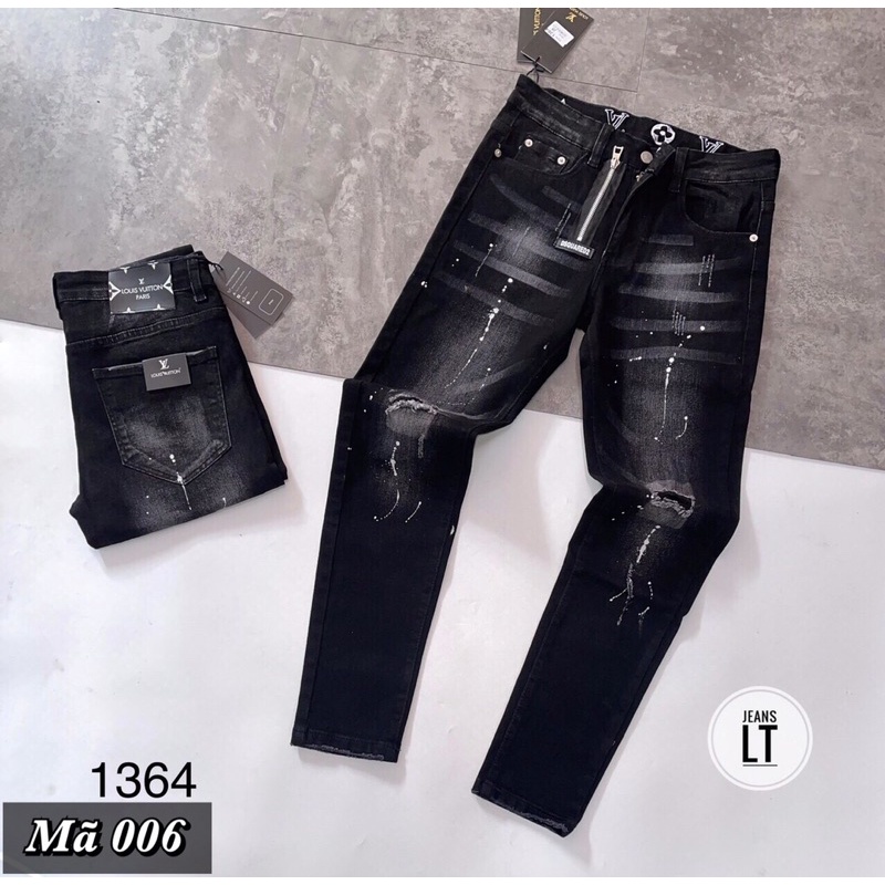 Quần Bò Dài DSQ2, Hoạ Tiết, Quần Ống Côn, Quần Co Dãn