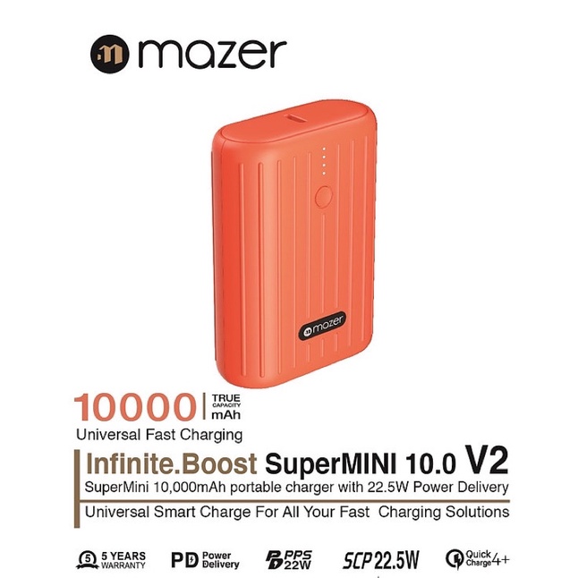 Combo Pin dự phòng mazer 10.000mah 22.5w và cáp PD 12cm chuẩn mfi