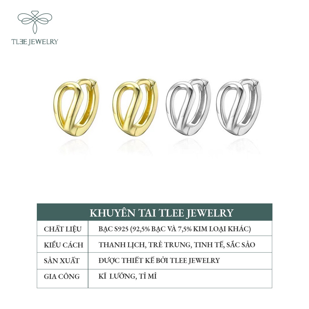 Khuyên tai bạc nữ TLEE chốt bấm hai tầng trơn lạ mắt NCJ B0158