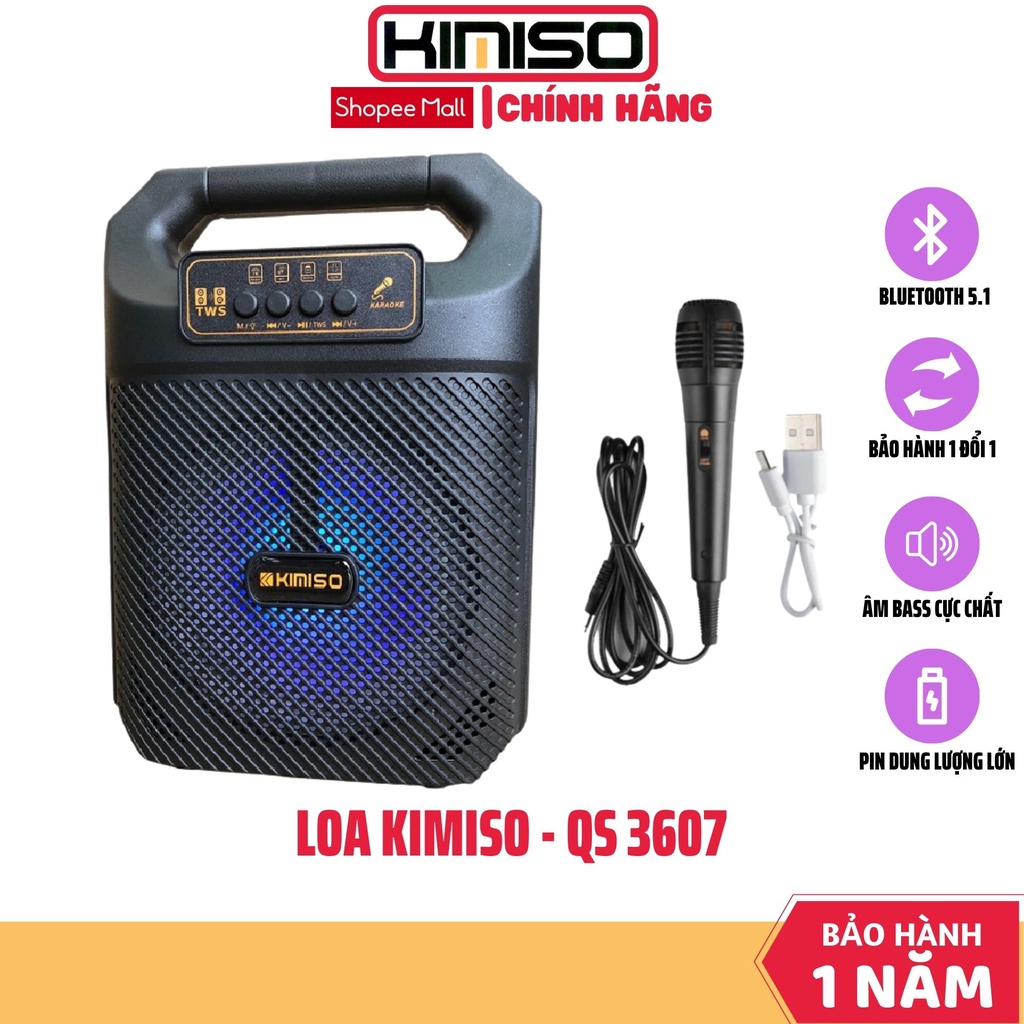 Loa Bluetooth & Karaoke KIMISO QS-3607 tặng kèm micro Karaoke