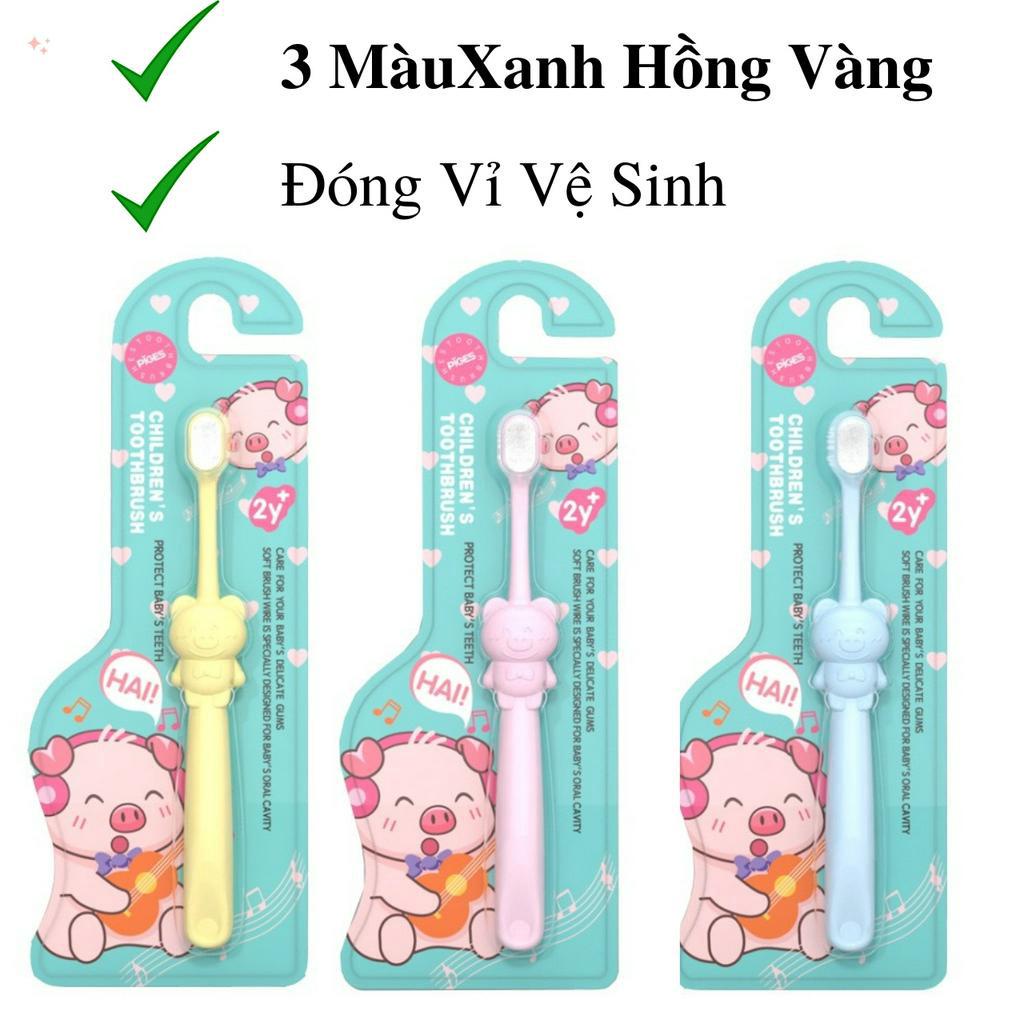 Bàn chải đánh răng cho bé từ 2 đến 10 tuổi hình heo dễ thương, bàn chải lông tơ mềm mại sẽ giúp bé thích đánh răng hơn