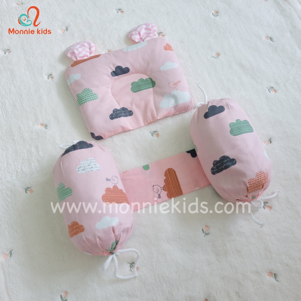 Chặn gối vỏ đỗ cotton MONMON, gối chặn vỏ đỗ an toàn thoáng mát mềm mại cho bé - Monnie Kids