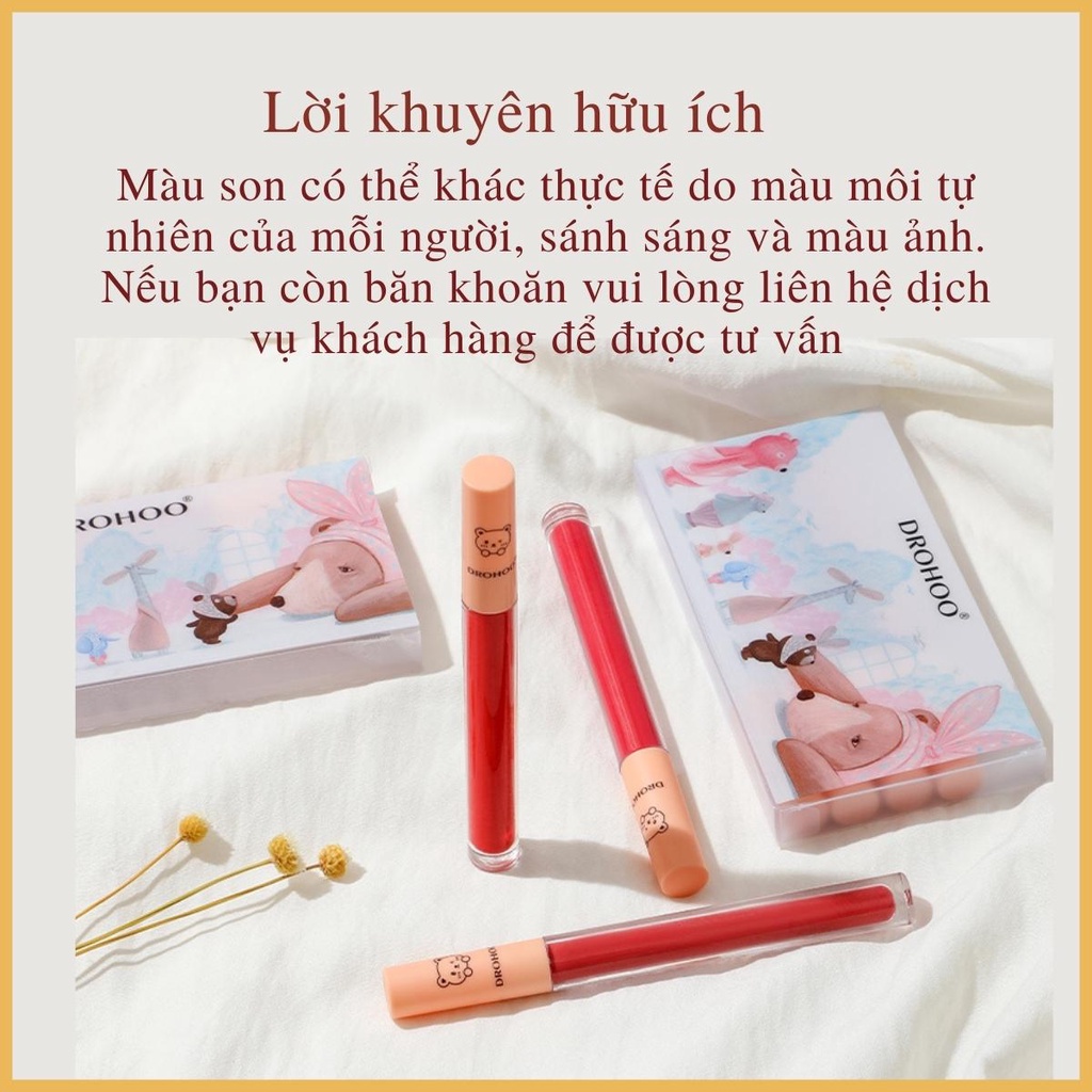 Set 5 Cây Son Kem Lì Drohoo Nội Địa Trung Mềm Mượt Lâu Trôi Chống Dính Cốc Lên Màu Chuẩn 20g- AnnA.4.0.Cosmetic | BigBuy360 - bigbuy360.vn