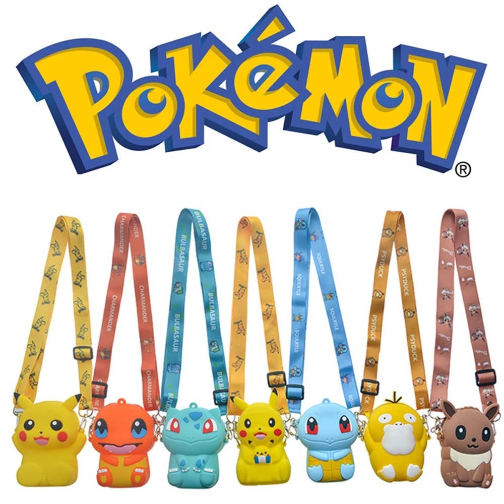 Túi đeo vai đựng tiền xu / tai nghe bằng silicon hình Pokemon Go xinh xắn dễ thương cho bé