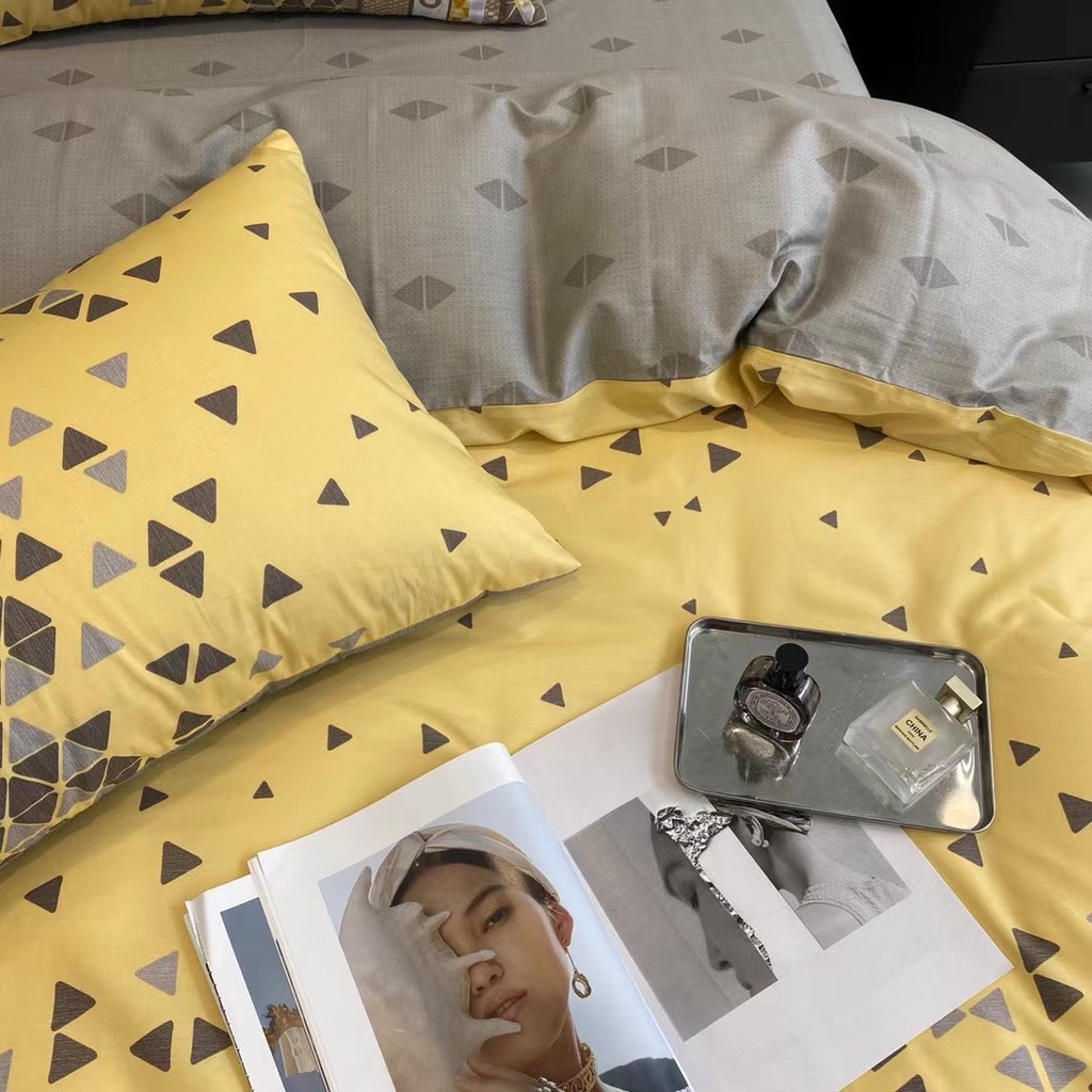 Bộ chăn ga gối cotton organic Tam giác vàng Dreamhome