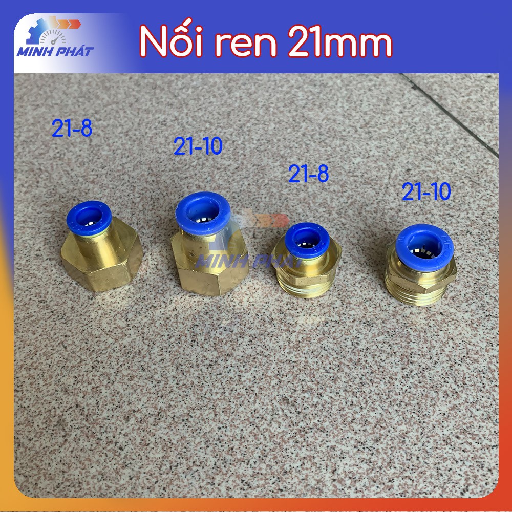 Đầu nối đồng ren trong ren ngoài 21mm nối ống phun sương 8mm (8-04)