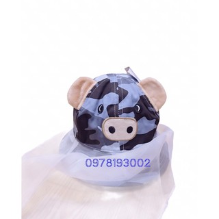 ( Nón tai bèo heo rằn ri dễ thương bé trai có lưới (rằn ri xám)