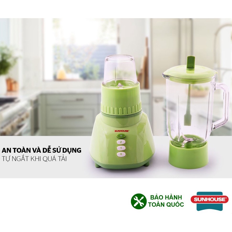 Máy xay sinh tố  Sunhouse SHD5112 350W - 2 cối xay bằng thủy tinh chịu lực - Nút bấm tiện dụng - Dễ dàng vệ sinh