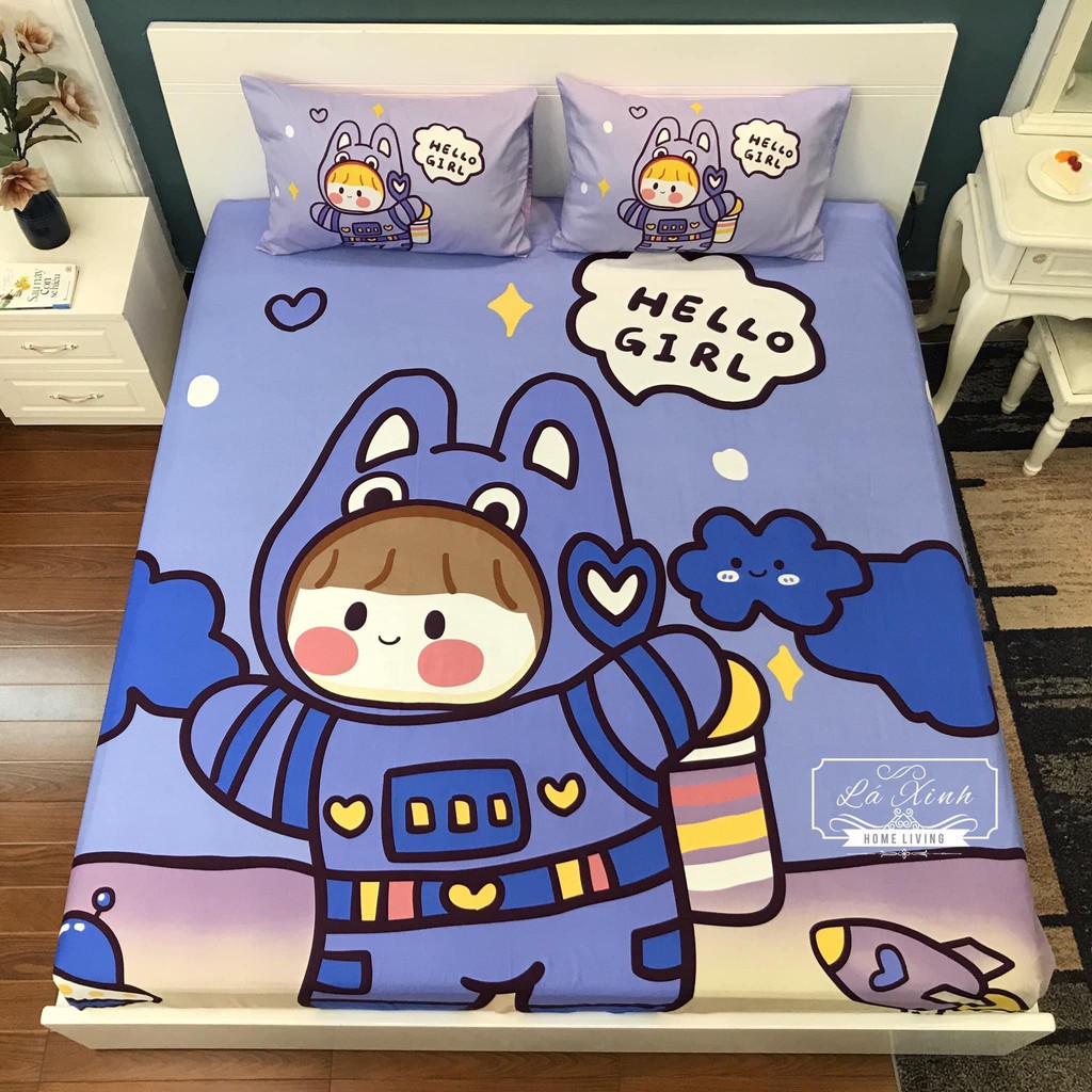 Bộ ga gối cotton 100% màu hoạt hình 3d cho bé Dreamhomebedding | BigBuy360 - bigbuy360.vn