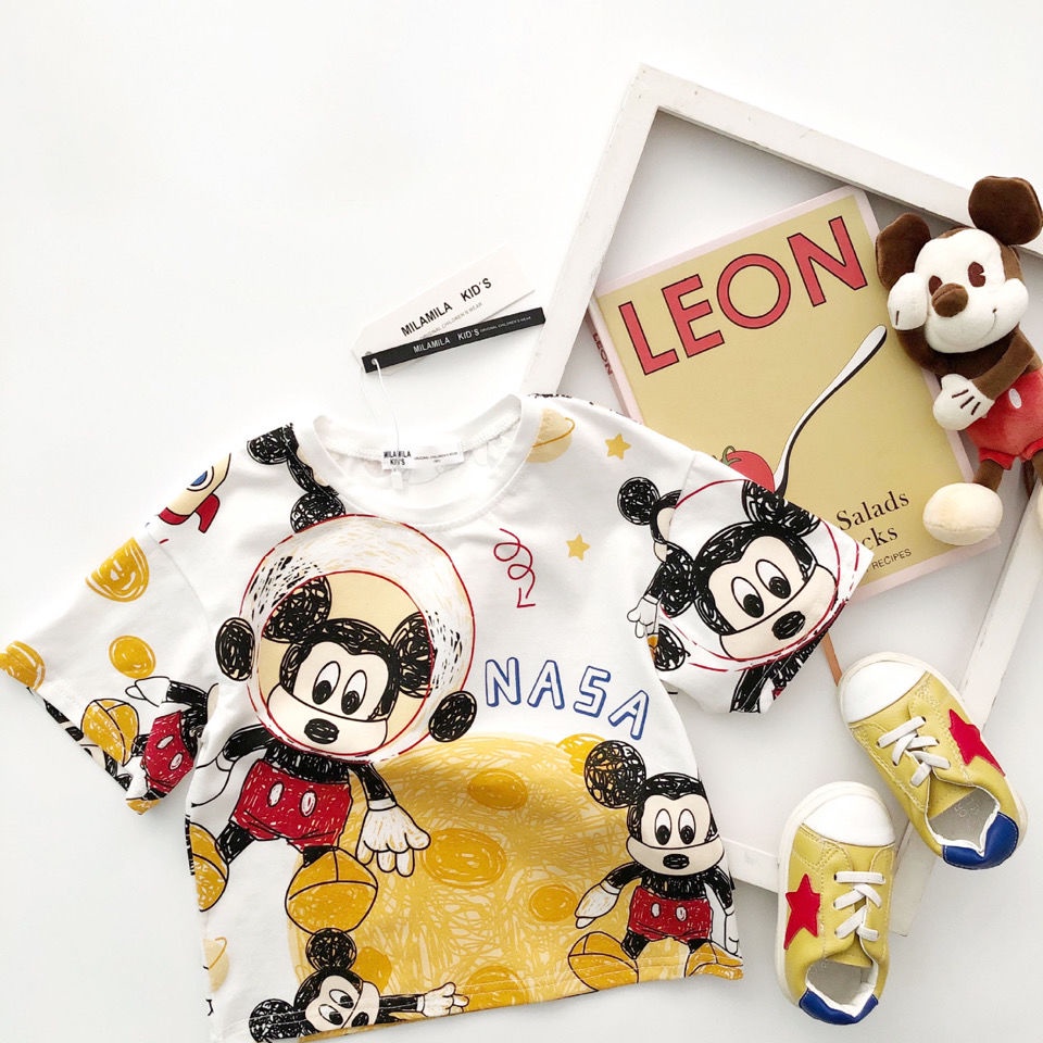 Áo Thun Ngắn Tay In Họa Tiết Hoạt Hình Đáng Yêu Cho Bé Trai Gái Kiểu Hàn Quốc