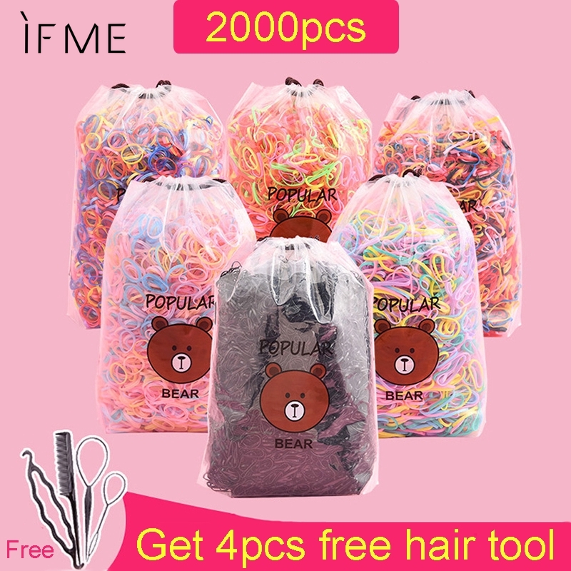 IF ME 2000 Dây buộc tóc cao su co giãn nhiều sắc tiện dụng cho nữ