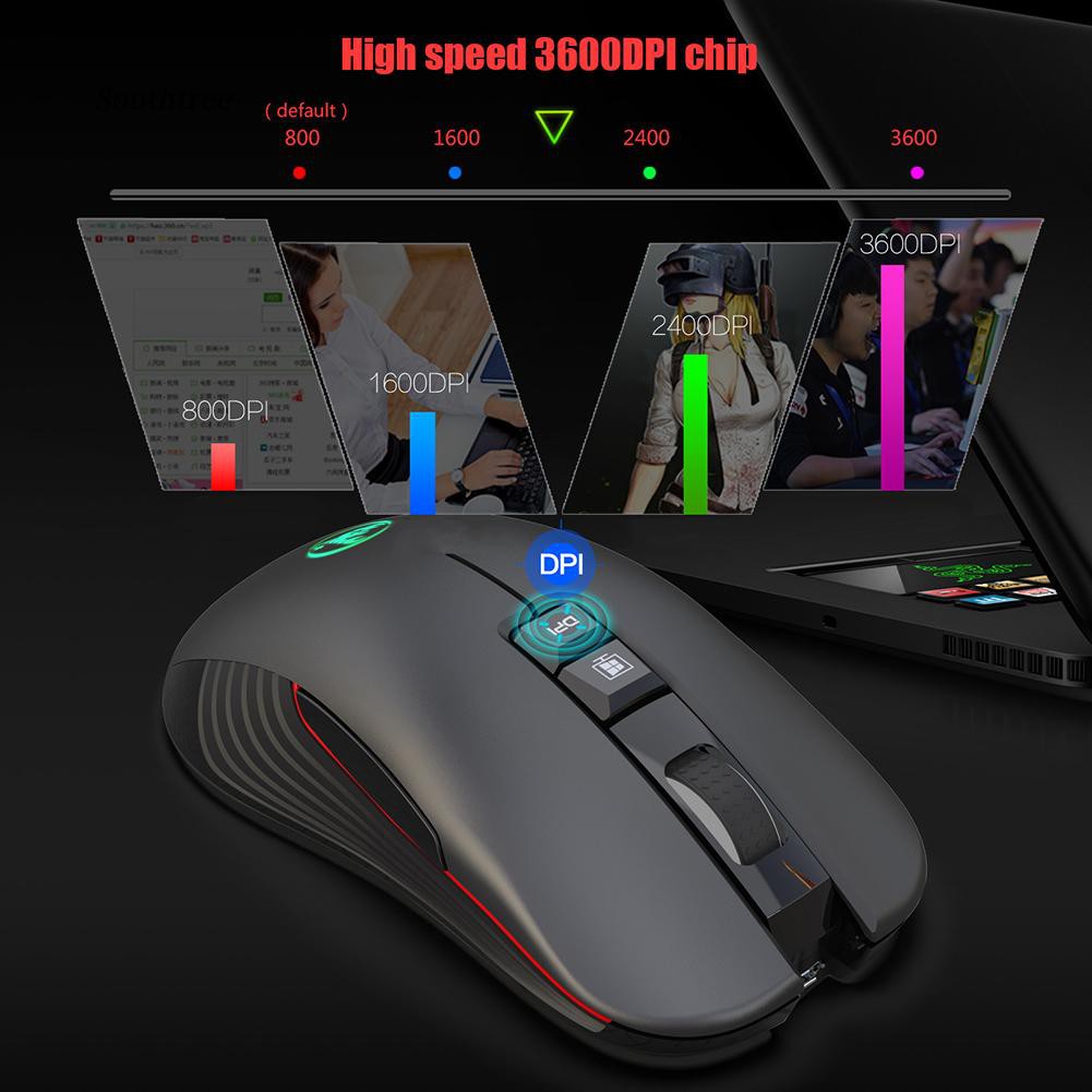 LYY_3600dpi Adjustable 8 Buttons Colorful Light Fast Computer Gaming Wireless Mouse