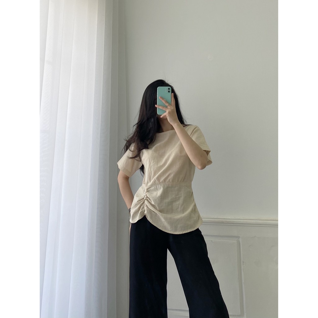 YU CHERRY | Áo nữ Pearl Pleated Top YA345