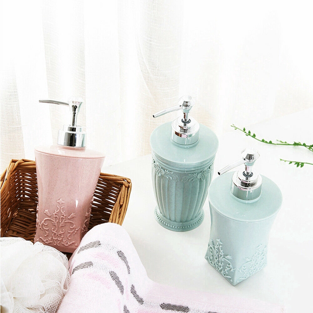 400ML European flower print Bathroom Press Type Soap Liquid Dispenser/ Refillable Empty Shampoo Lotion Bottle