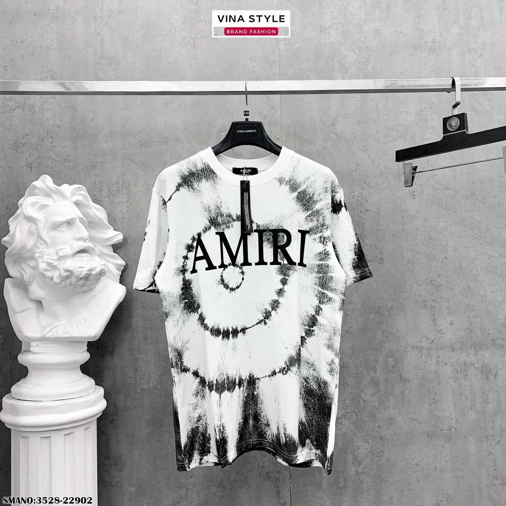 Áo phông Amiri họa tiết đen pha trắng - Áo thun cotton Amiri phối đen trắng họa tiết chìm Unisex