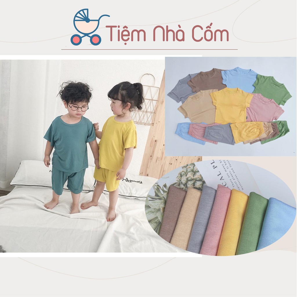 Bộ thun lạnh cộc tay trơn cho bé trai, bé gái - Hàng xuất Hàn