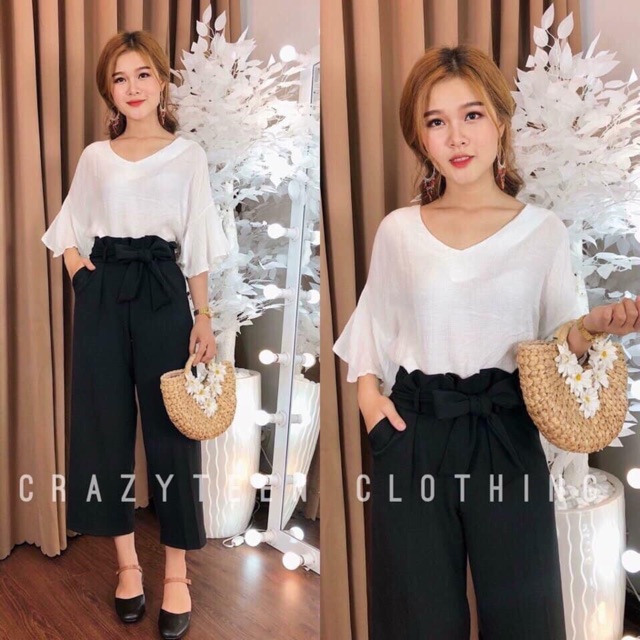 Quần ống rộng cột dây nơ (hình thật) | BigBuy360 - bigbuy360.vn