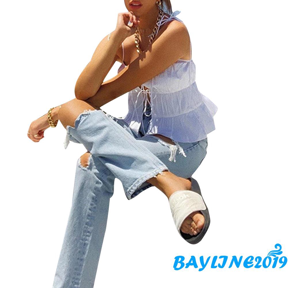 Áo Hai Dây Cổ Vuông Màu Trơn Thời Trang Xinh Xắn Cho Nữ