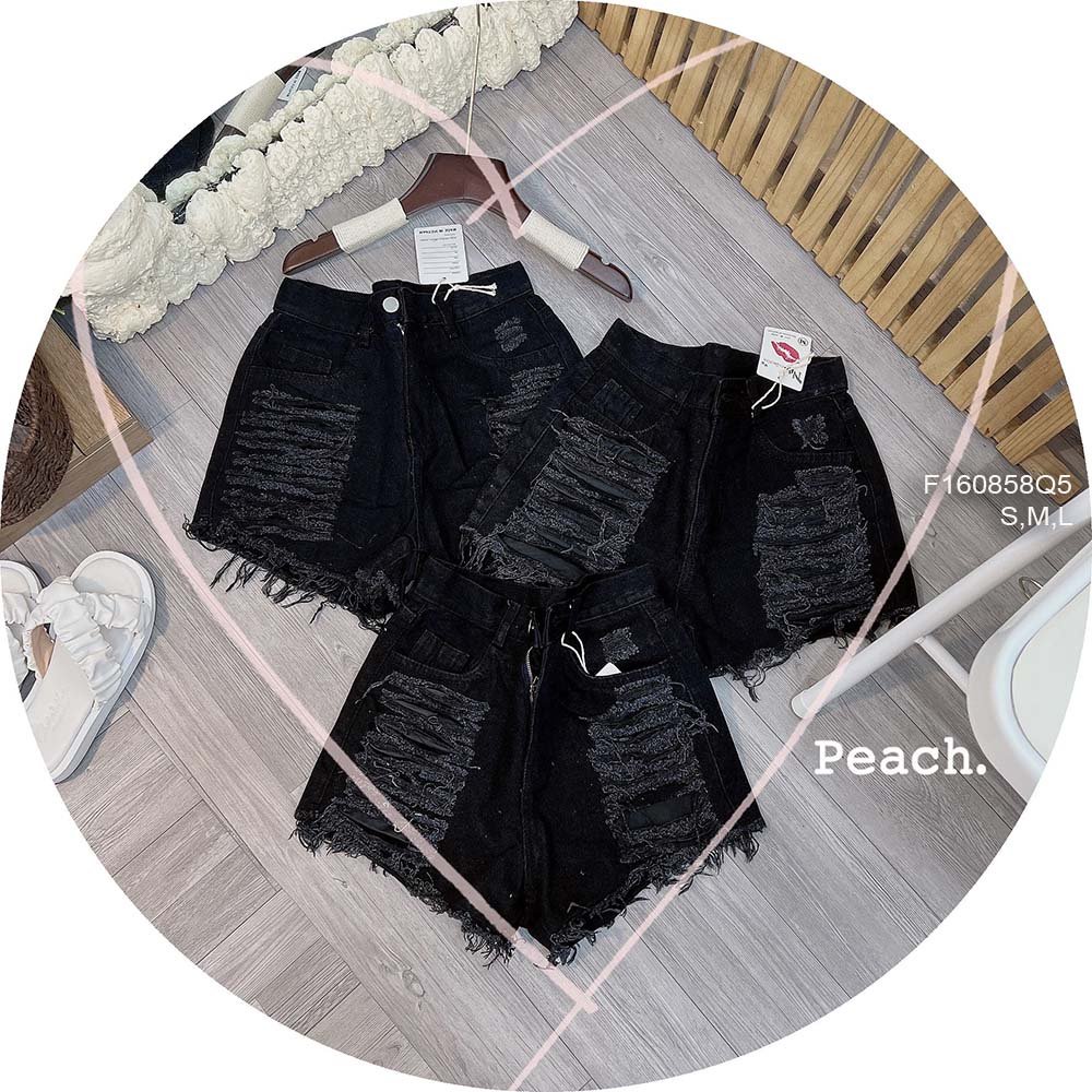 Quần short jean đen mài rách hàng đẹp!
