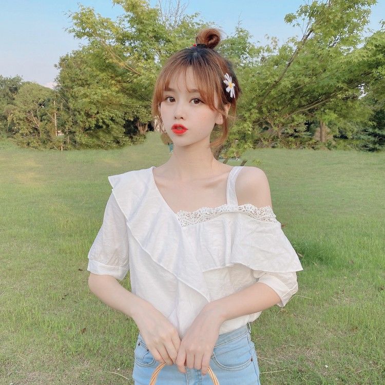 Áo Voan Trễ Vai Tay Ngắn Thời Trang Dành Cho Nữ